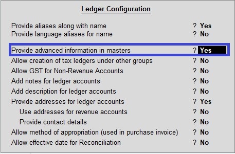 creditLimit setting for ledger