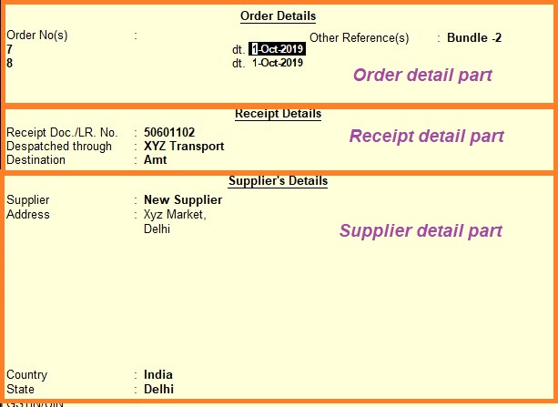 order detail under receipt note voucher 
