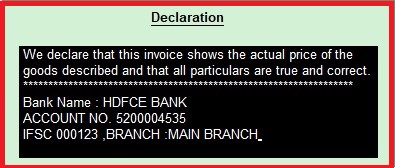 Bank account information print in sale invoice