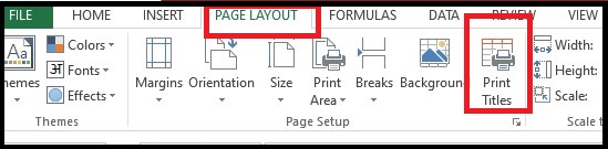 Excel Print title option